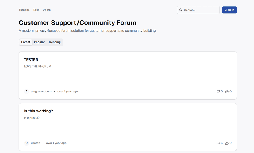 Customer Support Forum
